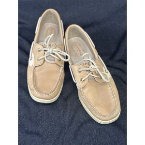 Sperry Top-Sider Womens‎ Leather Deck Boat Shoes, 8M Tan Good Condition